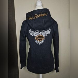 Harley Davidson Motorcycles 115 Anniversary Womens Small Black Hoodie Sweater
